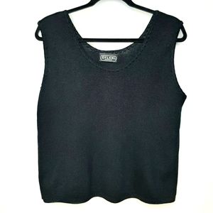 Vintage Dylani Cropped Black Sleeveless Knit Top Size Large Y2K Grunge